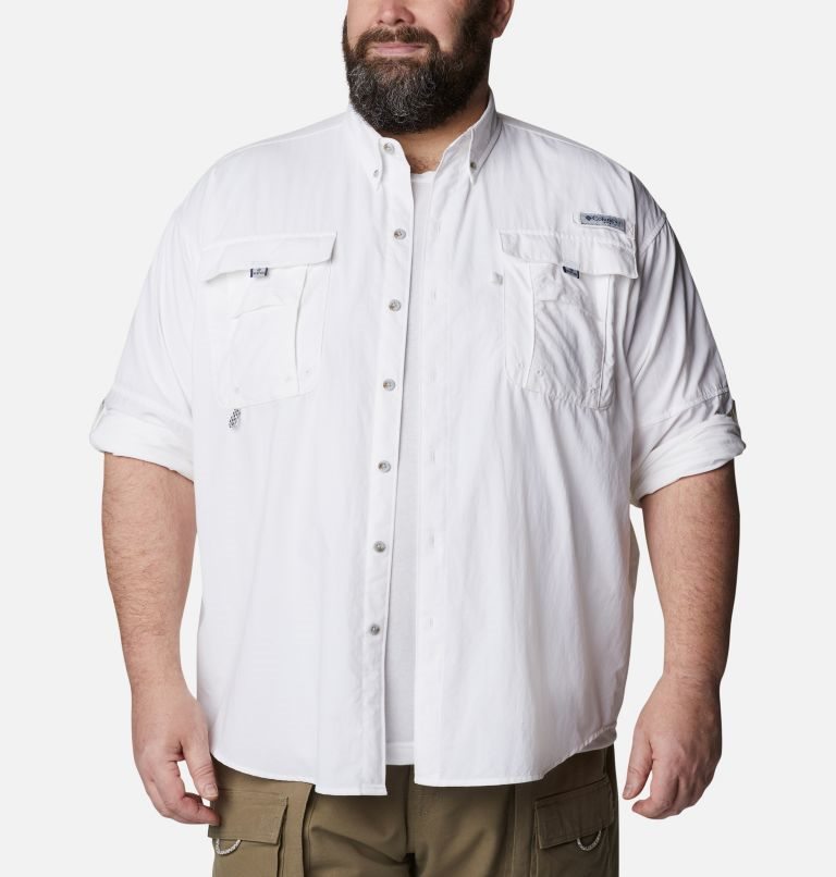 Men's Columbia PFG Bahama II Long Sleeve Shirts White | Plus Size CA-WA016